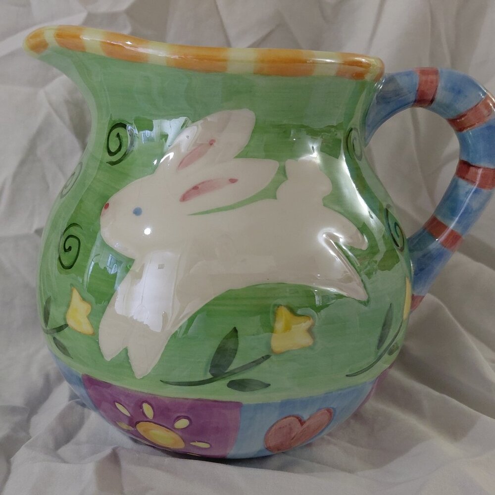 Vintage Palm Tree Co. Porcelain Easter Bunny Pitcher